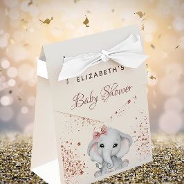 Baby Shower elephant ro guld rosa glitter Presentaskar