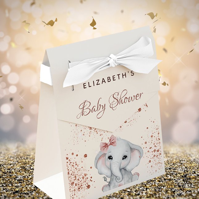 Baby Shower elephant ro guld rosa glitter Presentaskar (Skapare uppladdad)
