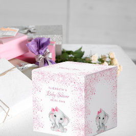Baby Shower elephant rosa glitter flicka Presentaskar