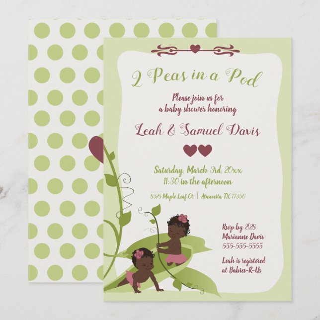 Baby Shower eller 1st Birthday Inbjudningar (Fram/baksida)