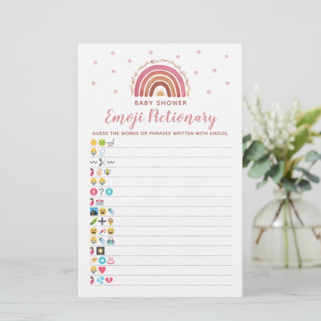 Baby Shower Emoji Pictionary Game Boho Rainbow (Stående Fram)
