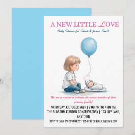 Baby Shower En Ny Liten Kärlek (Syskon) Inbjudningar