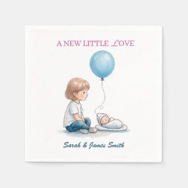 Baby Shower En Ny Liten Kärlek (Syskon) Pappersservett