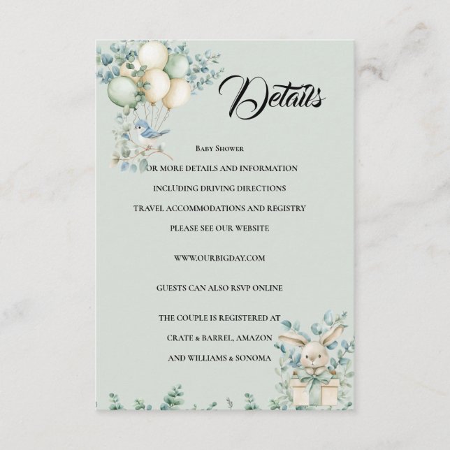 Baby shower Enclosure Card Details Tilläggskort (Framsida)
