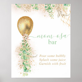 Baby Shower Eucalyptus Balloon Momosa Pub Poster