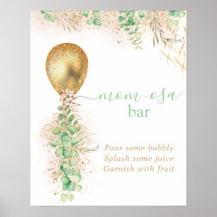 Baby Shower Eucalyptus Balloon Momosa Pub Poster