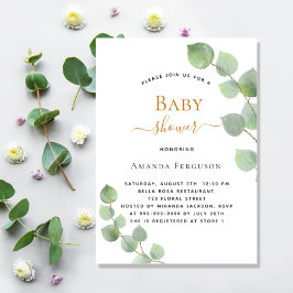 Baby Shower eucalyptus greenery elegant Inbjudningar