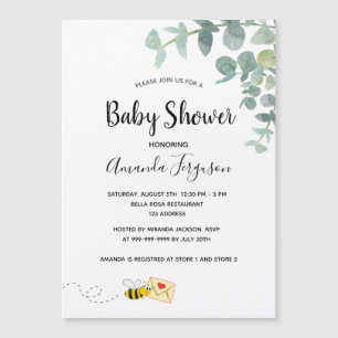 Baby Shower eucalyptus greenery sött bi