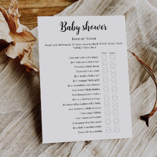 Baby Shower Ever or Never-spel, utskrivbart Inbjudningar
