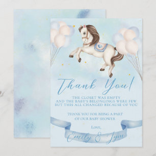 Baby Shower Fairytale Pony Stars Blue Balloons Tack Kort