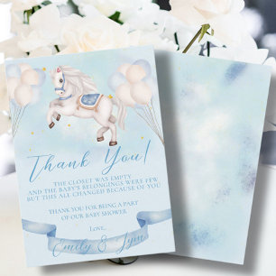 Baby Shower Fairytale Pony Stars Blue Balloons Tilläggskort