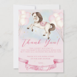 Baby Shower Fairytale Pony Stars Rosa Balloons Tack Kort