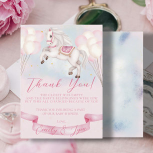 Baby Shower Fairytale Pony Stars rosa Balloons Tilläggskort
