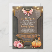 Baby Shower Fall Pumpkin Rustic Burlap Wood