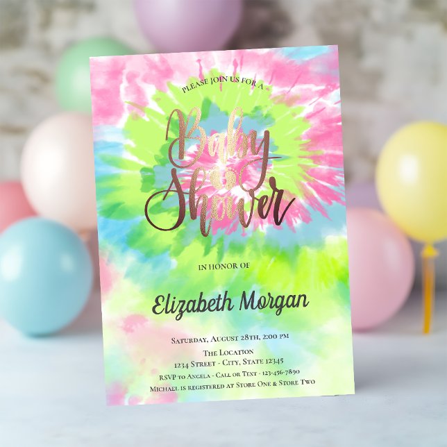 Baby Shower Färgglad Tie Dye Inbjudningar (Skapare uppladdad)