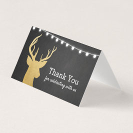 Baby Shower | Faux Gold Foil Antler | Chalkboard Kort