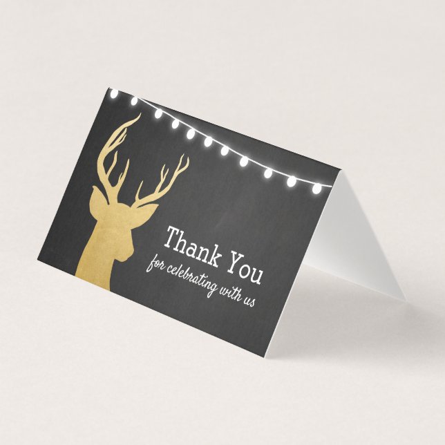 Baby Shower | Faux Gold Foil Antler | Chalkboard Kort (Framsida)