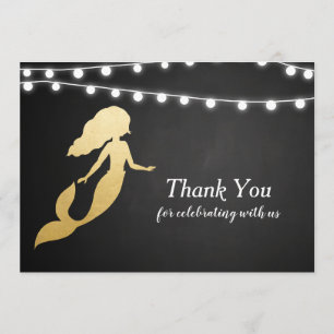 Baby Shower  Faux Gold Foil Sjöjungfru  Tack Inbjudningar
