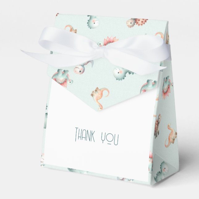 Baby Shower Favor Box Dinosaur Dino Mite Party Presentaskar (Framsidan Sidan)