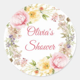 Baby Shower Favor Tags – Watercolor Floral Baby Runt Klistermärke