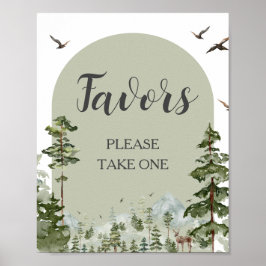 Baby Shower-favoriter för Forest Mountain-skogshus Poster