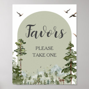 Baby Shower-favoriter för Forest Mountain-skogshus Poster