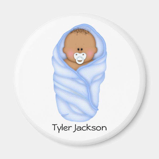Baby Shower Favors African American Boys Magnet (Framsidan)