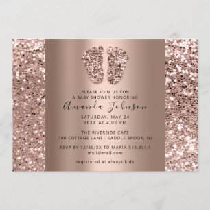 Baby Shower Feet Elegant Ro Glitter Boy Girly Inbjudningar