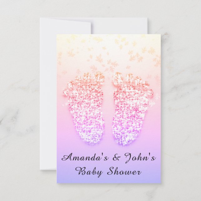 Baby Shower Feet Girl Rosa Royal Girly Ombre Rosa Inbjudningar (Baksida)