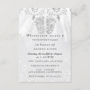 Baby Shower Feet Girl Silver Grått Royal Boy Inbjudningar