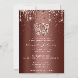 Baby Shower Feet Glitter Guld Brown Dricks Boy Gir Inbjudningar