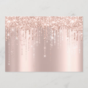 Baby Shower Feet Glitter Ro Guld Dricks Boy Girl Inbjudningar