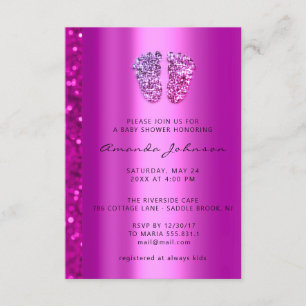 Baby Shower Feet Glitter Rosa Dricks Boy Girl Inbjudningar