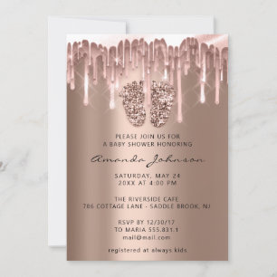 Baby Shower Feet Ro Glitter Drip Boy Girl Inbjudningar