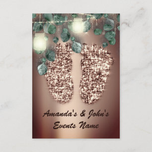Baby SHOWER Feet Rustic Ro Glitter Girl Boy Inbjudningar