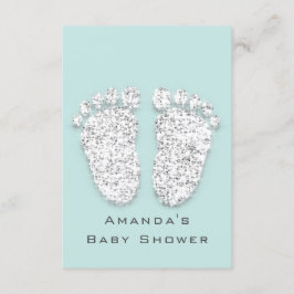 Baby Shower Feet Silver Girl Boy Grått Aqua Inbjudningar