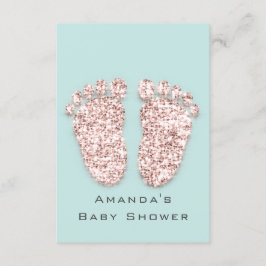 Baby Shower Feet Silver Girl Boy Mint Ro Glitter Inbjudningar