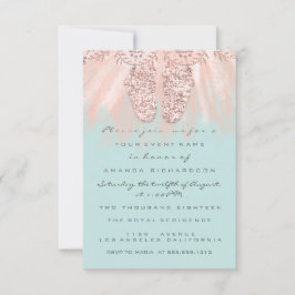 Baby Shower Feet Silver Girl Boy Roya Ro Glitter Inbjudningar