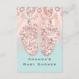 Baby Shower Feet Silver Girl Boy Roya Ro Glitter Inbjudningar