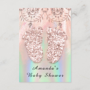 Baby Shower Feet Silver Girl Boy Royal Holography Inbjudningar