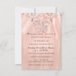Baby Shower Feet Silver Girl Boy Royal  Ro Inbjudningar