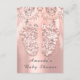 Baby Shower Feet Silver Girl Royal Ro Diamond Inbjudningar