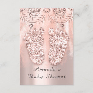 Baby Shower Feet Silver Girl Royal Ro Glitter Inbjudningar