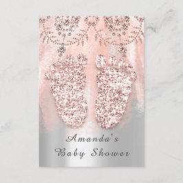 Baby Shower Feet Silver Girl Royal Ro Snöre Rosa Inbjudningar