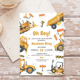 Baby Shower Festen Pojke Under Uppbyggnad Inbjudningar