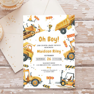 Baby Shower Festen Pojke Under Uppbyggnad Inbjudningar