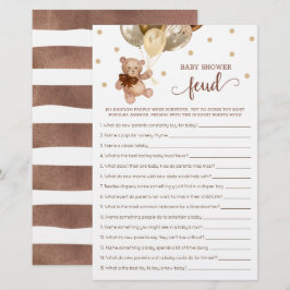 Baby Shower Feud Game Brown och Guld Nalle