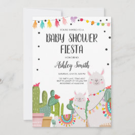 Baby Shower Fiesta Cactus Llama Confetti Mexican Inbjudningar