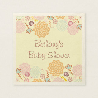 Baby Shower Finare Modern Blommigt Pappersservett