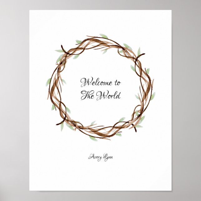 Baby Shower Fingeravtryckskrans, Välkommen Poster (Framsidan)